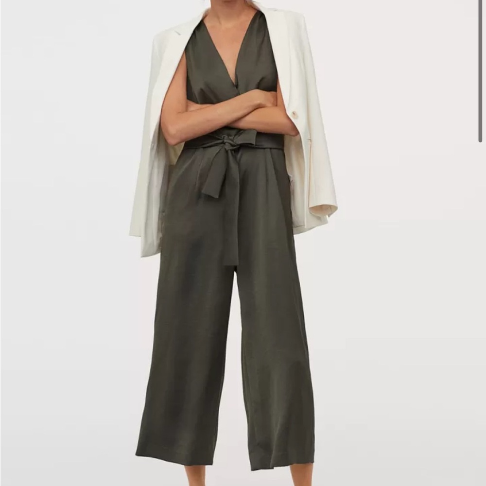 NWT H&M Olive Tie Jumpsuit